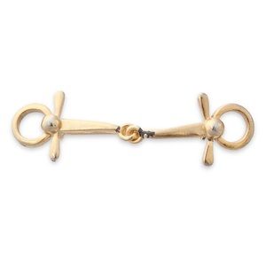 Vintage Horse Snaffle Bit Brooch Gold Plated Equestrian Horseback Riding Pin